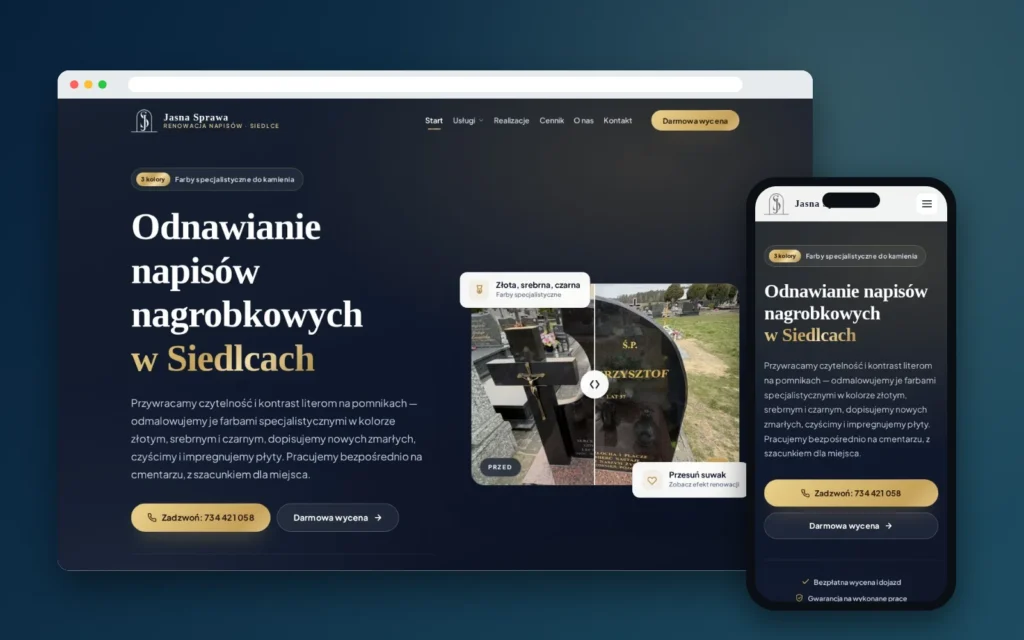 Strona Jasna Sprawa z Siedlec na komputerze i telefonie